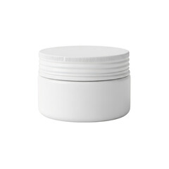 A white ceramic jar with a lid sitting on a white background isolated on transparent background