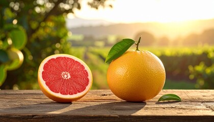 A halved grapefruit glowing in sunlight&hellip;