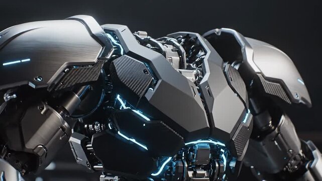 Futuristic Robot with Electric Energy Pulses.