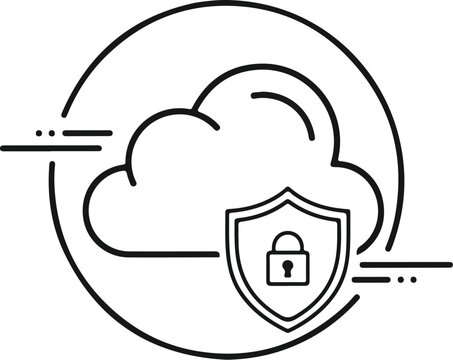  Virtual Private Cloud VPC with Security Shield and Lock Vector