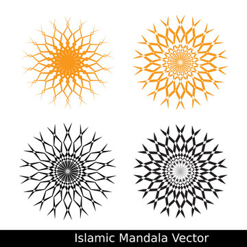 A set of four Islamic Mandeville vector graphics in different colors