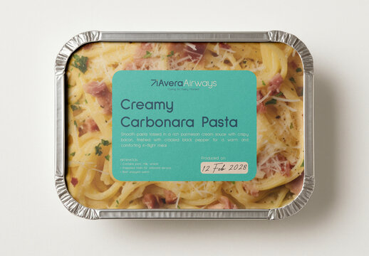 Airline Meal Creamy Pasta Packaging Mockup PSD