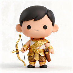 royal archer with golden bow and quiver