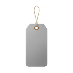 Fototapeta premium A blank gray shipping label with a string attached, ready for writing. isolated on transparent background