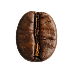 Naklejka premium Single Roasted Coffee Bean, Isolated and Aromatic, Rich Dark Brown on White, Macro for Coffee Branding.