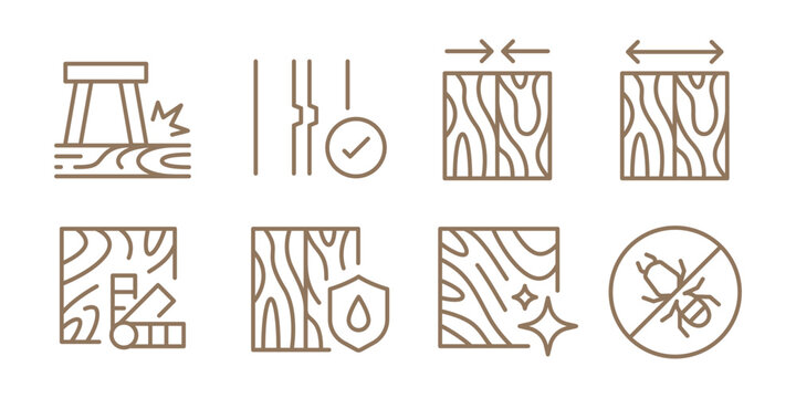 Floor icon set. It includes flooring, material, feature, wood,&nbsp;vinyl, and more icons. Editable Vector Stroke.