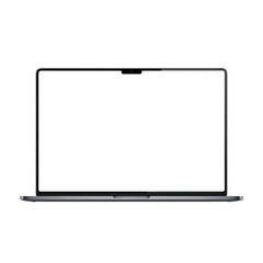 Modern laptop with sleek design and black color standing on a flat surface isolated on transparent background