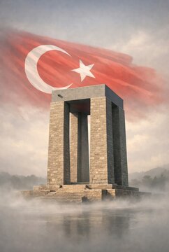 18 mart canakkale zaferi poster illustration.