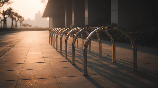 Outdoor Bicycle Rack with Empty Slots