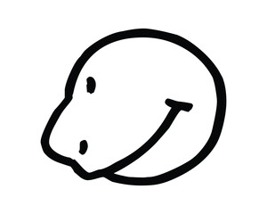 Simple Smiling Face Icon with Minimalist Line Art and Black Color Scheme