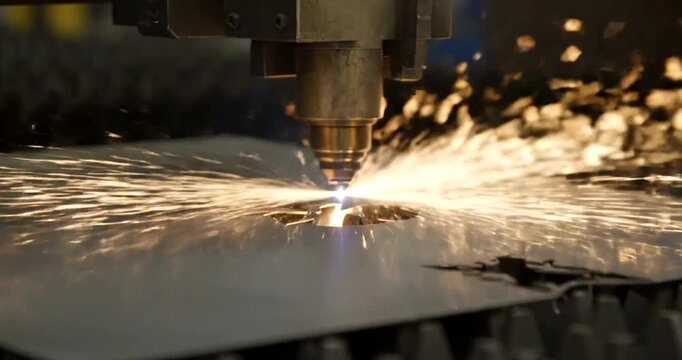 Industrial Metal Cutting Process Sparks.