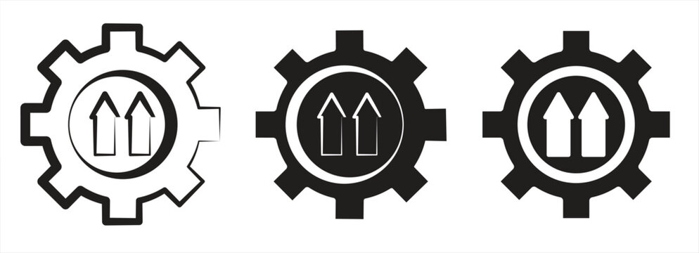 Operational excellence vector icons representing production growth, performance improvement levels, efficiency indicators, business process optimization, workflow status, can be used for web, mobile, 