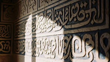 Intricate Arabic Calligraphy on Marble.