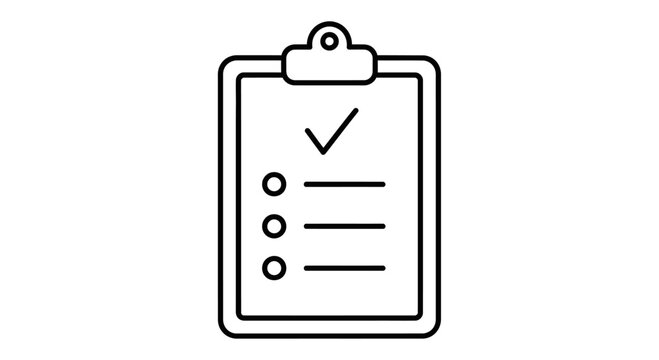 Checklist on a clipboard icon.