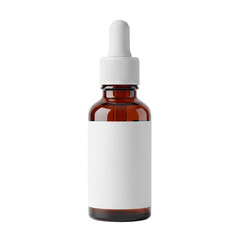 Fototapeta premium A clear glass dropper bottle with a white cap and a white dropper isolated on transparent background