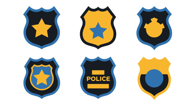 Police Badge Line modern colorful abstract illustration