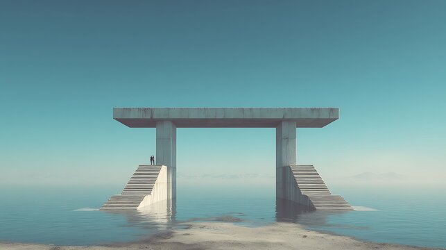 solid bridge connecting two platforms, trust building concept