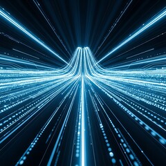 Blue Neon Light Trails in Motion.