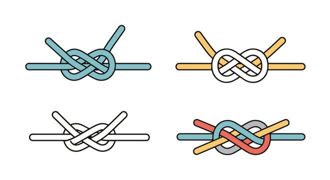 Prusik Knot Line art minimal bold color illustration