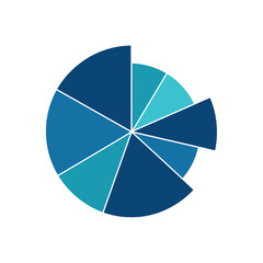 Obraz premium Pie Chart Segments in Blue Tones for Data Analysis