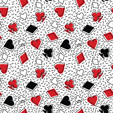 Playing Cards Suits Symbols Seamless Pattern