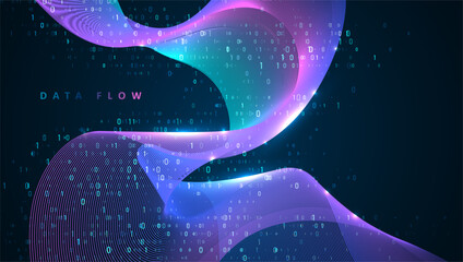Particles dynamic line flow. Big data code representation. Data connection speed line. Futuristic network representation. Graphic concept for your design