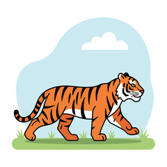 Fototapeta premium Tiger Walking in the Field