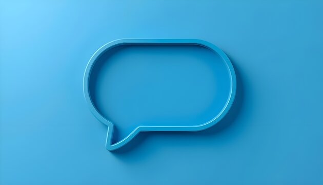 3D speech bubble icon on blue and white background for chat and communication design