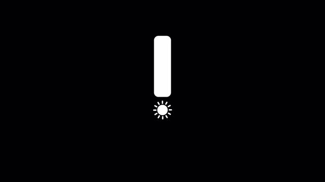 Increasing brightness bar animation on transparent background, Brightness bar increasing from zero percent to hundred percent