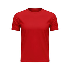 A vibrant red t-shirt displayed against a clean white background isolated on transparent background
