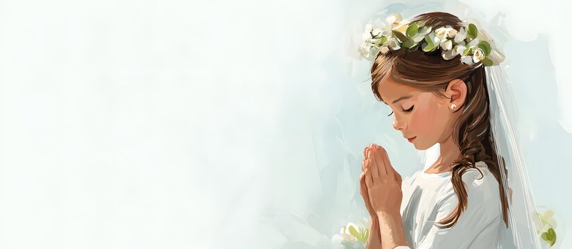 Concept of a religious ceremony for a girl's first communion