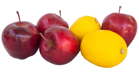fresh lemon and red apple isolated on white