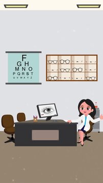 Eye Doctor Exam Room with Vision Chart Motion Background Video