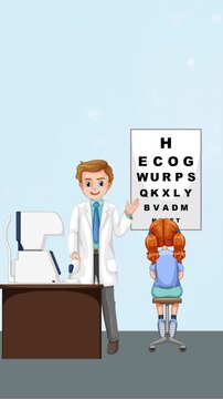 Doctor Conducting Eye Test with Patient Animation Video 