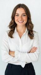 Confident Professional Portrait: A poised individual exudes professionalism and approachability, exuding warmth and confidence in a studio setting. 