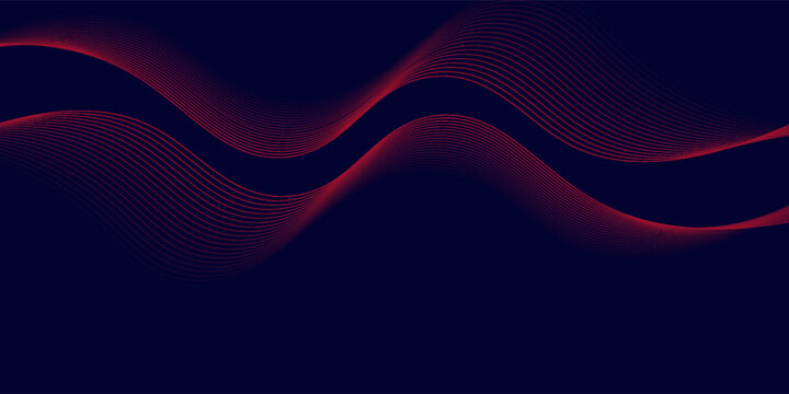 Abstract red wave line pattern on dark blue background. Futuristic technology concept. Suit for banner, poster, cover, brochure, flyer, website