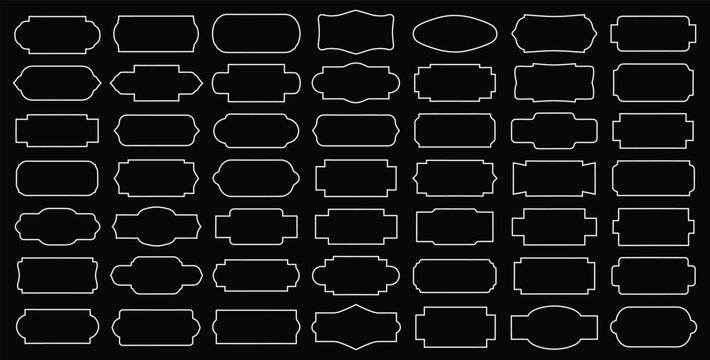 Collection of white outlined shapes on a black background.