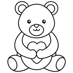 Obraz premium A cute cartoon teddy bear holding a heart in its paws
