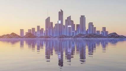 Obraz premium City Skyline Reflection in Water.
