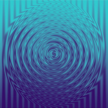 Abstract radial swirl pattern with teal and deep violet gradient stripes creating a hypnotic optical illusion background texture.