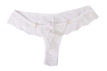 Sexy white women's thong panties isolated on white background.