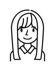 ベクターイラスト素材：笑顔の若い女性アイコン