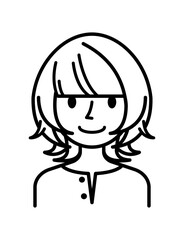 ベクターイラスト素材：笑顔の若い女性アイコン