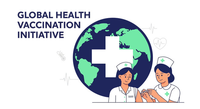 Global Health Vaccination Initiative: Nurses Administering Vaccine to Protect World Health