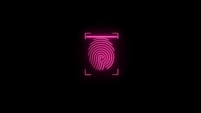 Bar code scanner QR code Neon shine Icon animation isolated on black background 4k video animation .