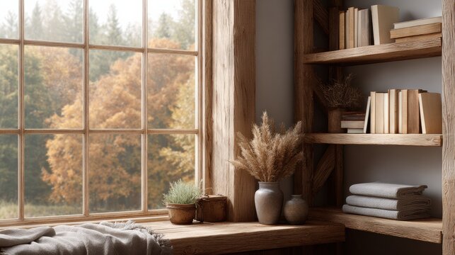 Cabin bookshelf background interior retirement home