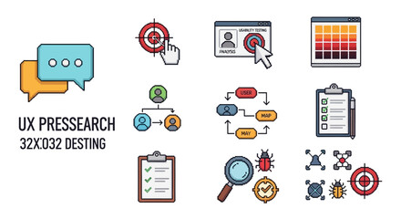 UX Research and Design Icons for User Experience and Product Development