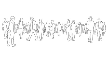 Naklejka premium Group of People Walking in Various Directions.