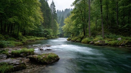 Fototapeta premium beautiful river in the green forest