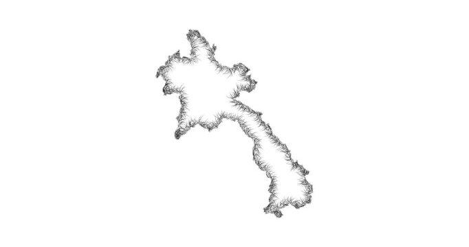 Sketch Laos outline map animation - smooth progressive reveal